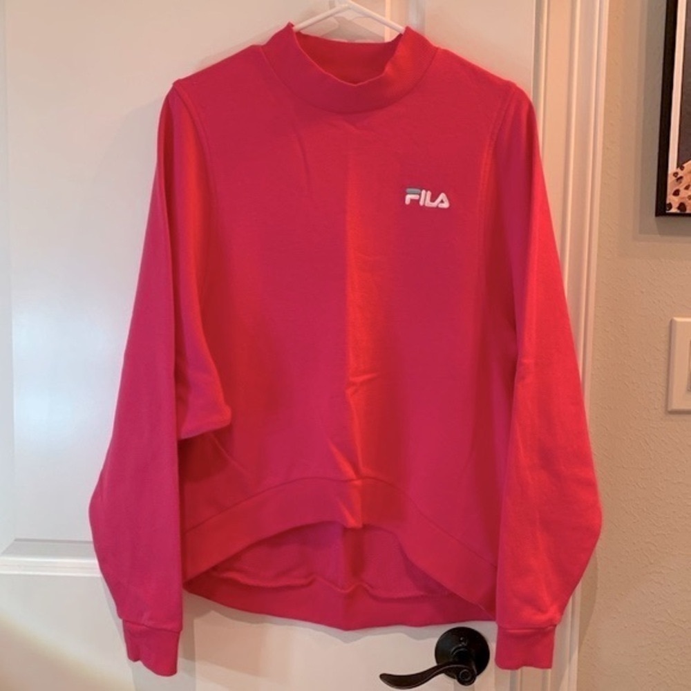 Fila Pink Cropped High/Low Sweatshirt Size Large